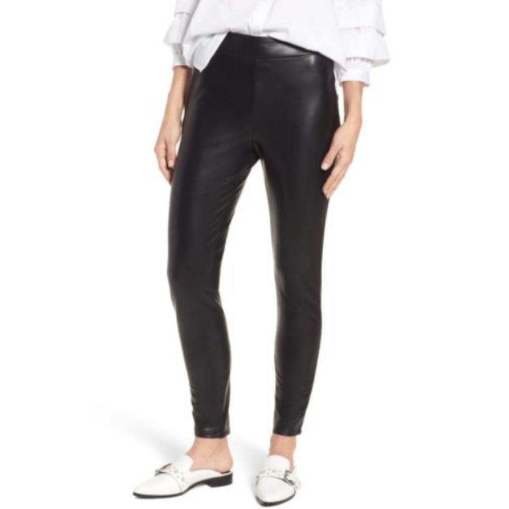 Leith High Waist Vegan Faux Leather Legging Pants - Picture 2 of 7